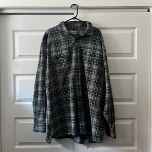 90s L.L. Bean Green & Grey Plaid Buttondown - 100% Cotton